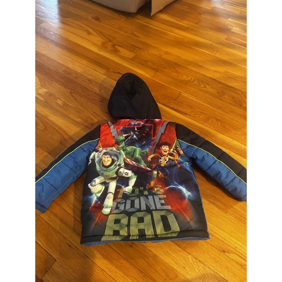 Toy Story Disney Boys Toys Gone Bad‎ Puffer Jacket Coat 3t Unisex Blue Black